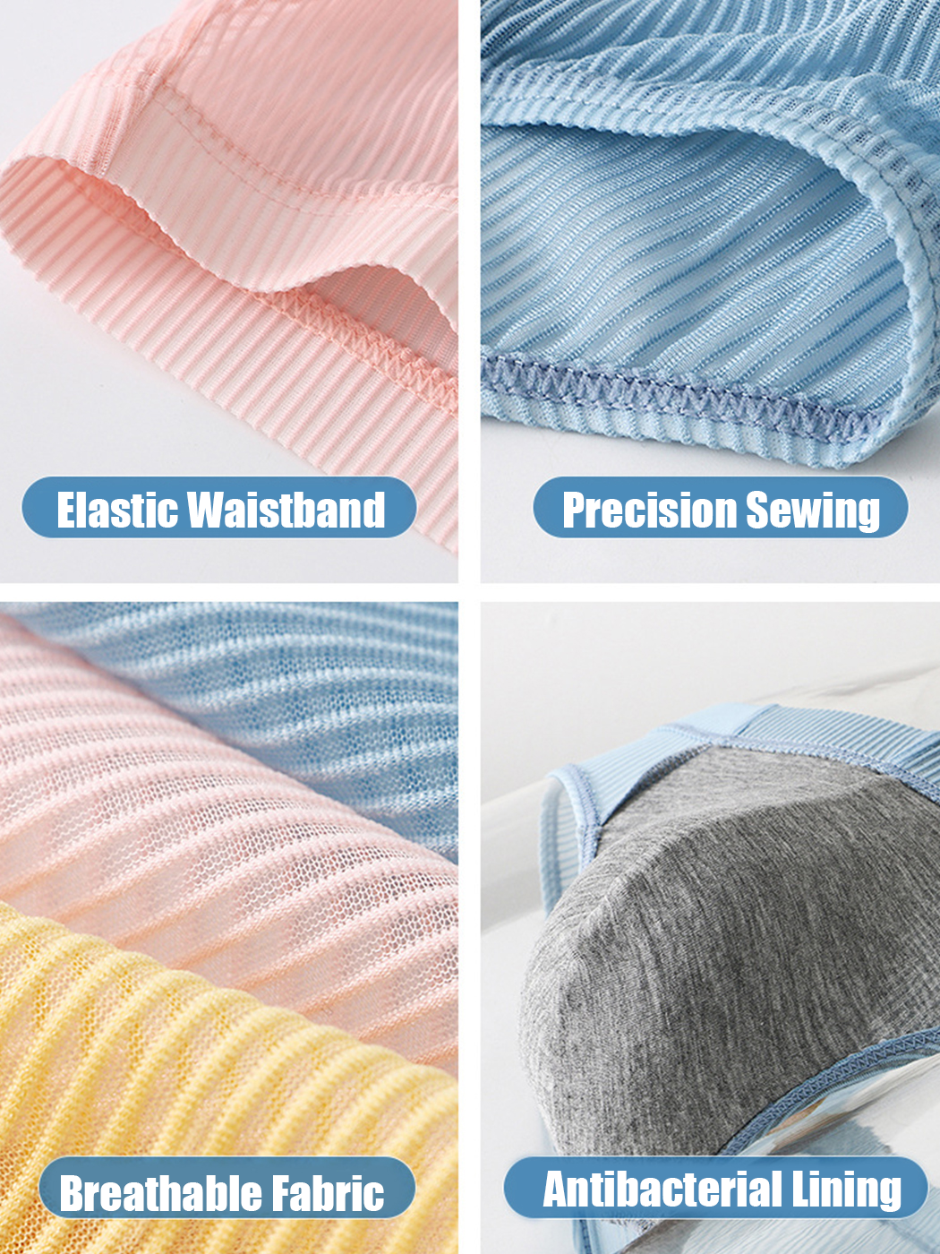 2 Pack Men's Striped Separate Pouch Thin Briefs