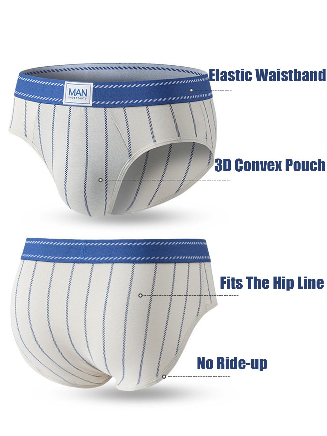 3 Pack Men's Classic Striped Briefs