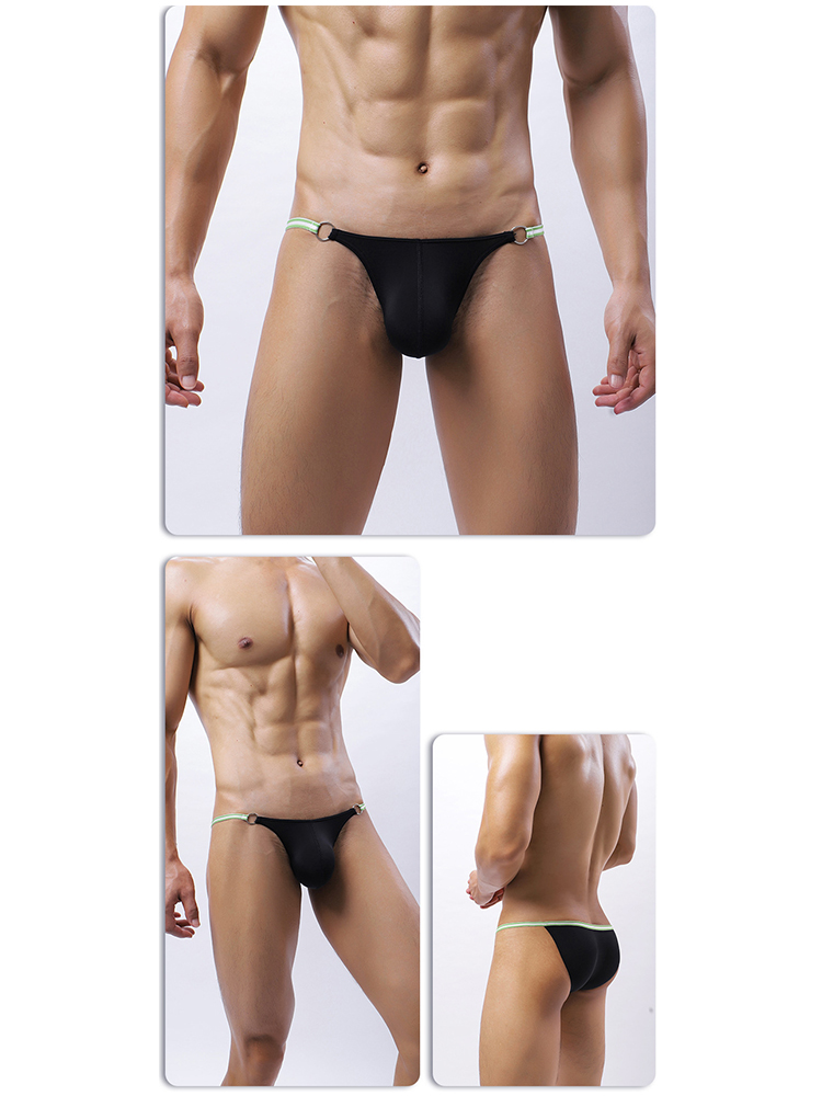 3 Pack Men's Sexy Low-Rise Bikini with Metal Ring