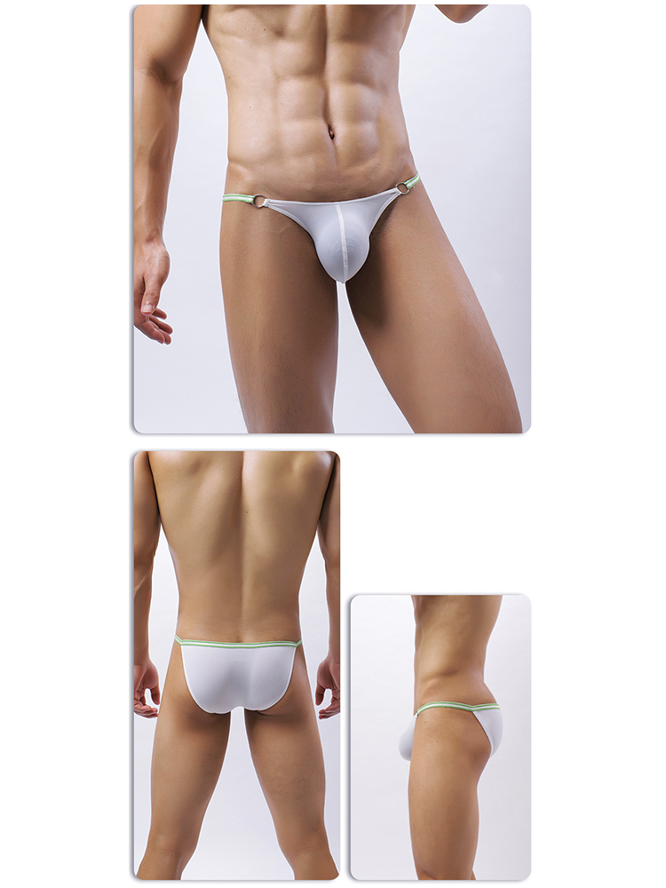3 Pack Men's Sexy Low-Rise Bikini with Metal Ring