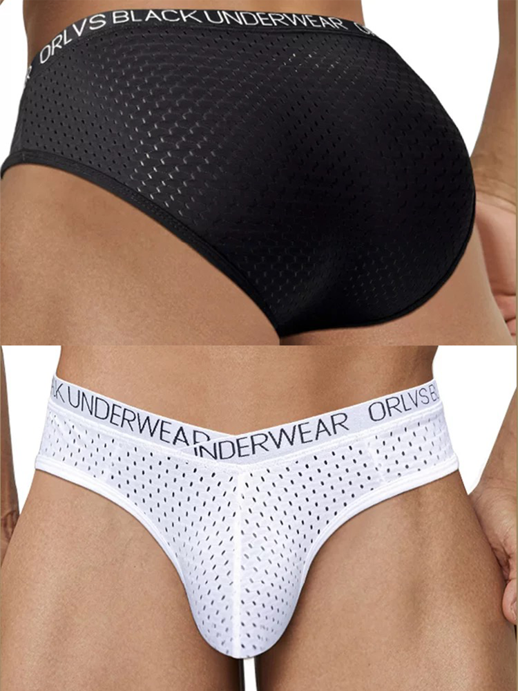 2 Pack Men's Sexy V-shape Waistband Mesh Bikinis