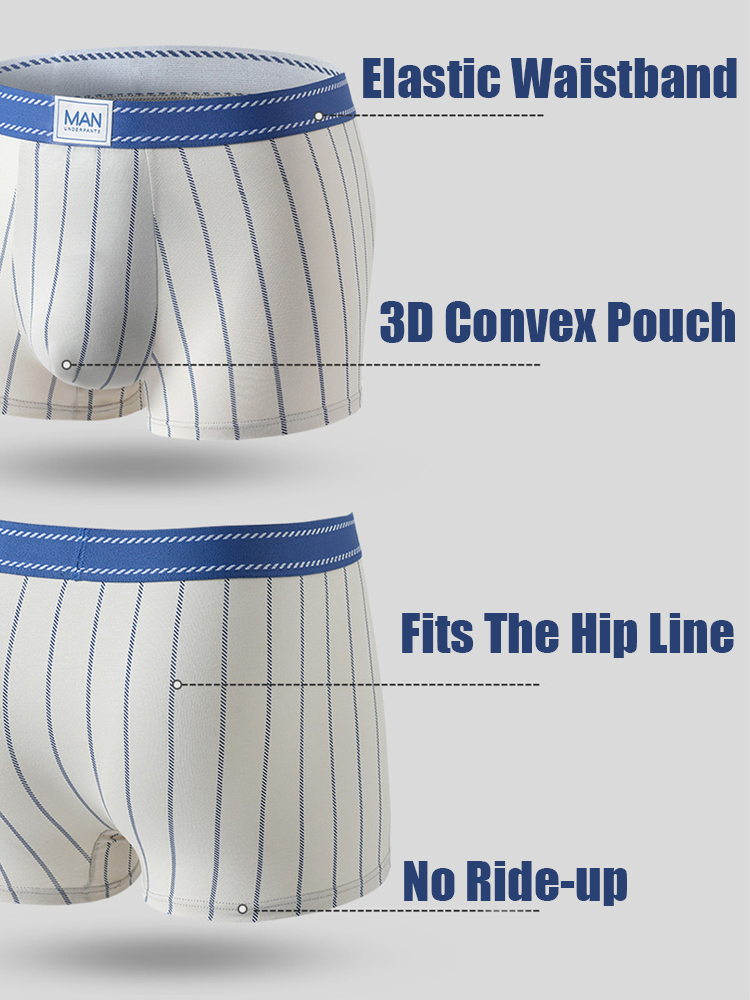 メンズ ストライプ コットンブレンド トランクス 3枚組
