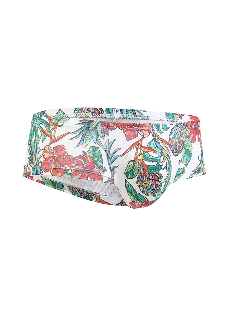 Men's Sexy Botanical Printed Mesh Underwear