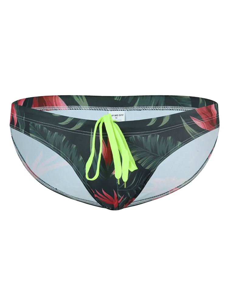 Men's Sexy Low-rise Print Briefs With Drawstring