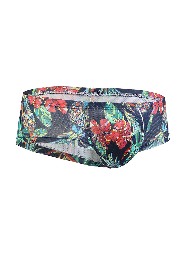 Men's Sexy Botanical Printed Mesh Underwear