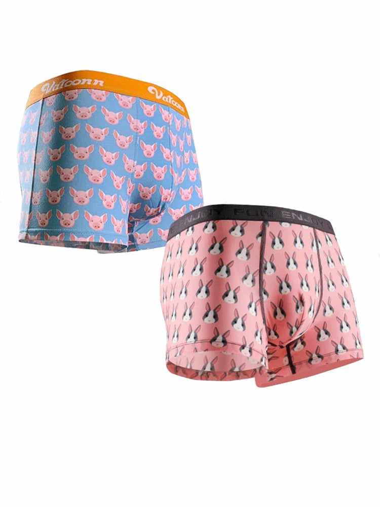 Couple 2 PCS Cotton Cartoon Breathable Underwear