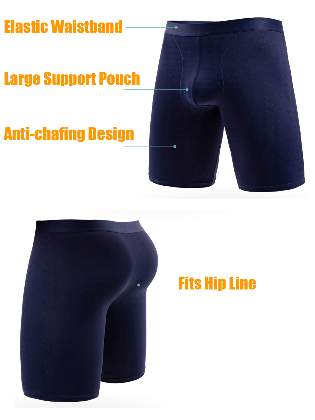 2 Pack Men's Front Pouch Mesh Boxer Briefs