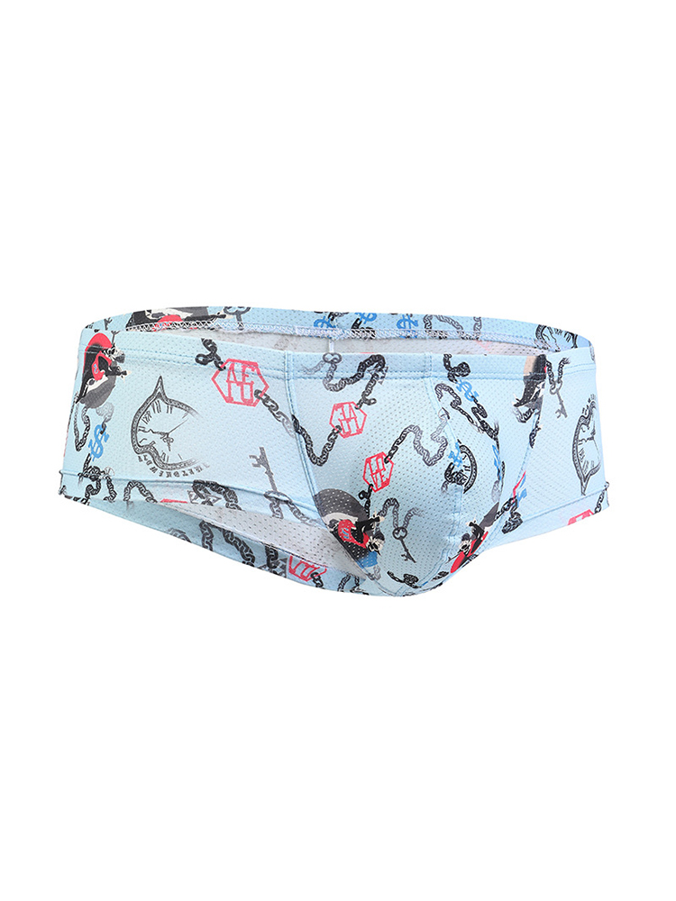 Men's Sexy Botanical Printed Mesh Underwear