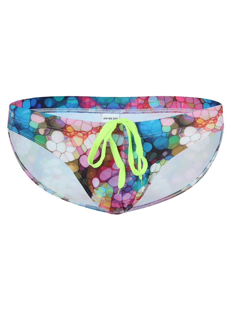 Men's Sexy Low-rise Print Briefs With Drawstring