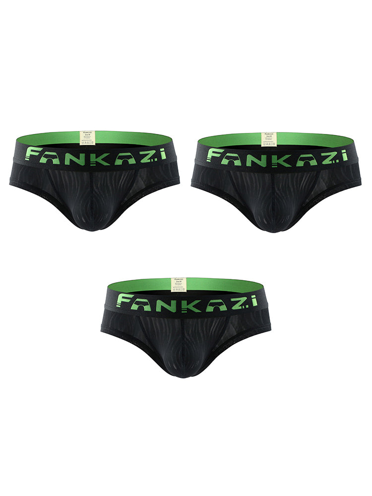 メンズ ストライプ柄 Uポーチ 通気性 カジュアルブリーフ 3枚組