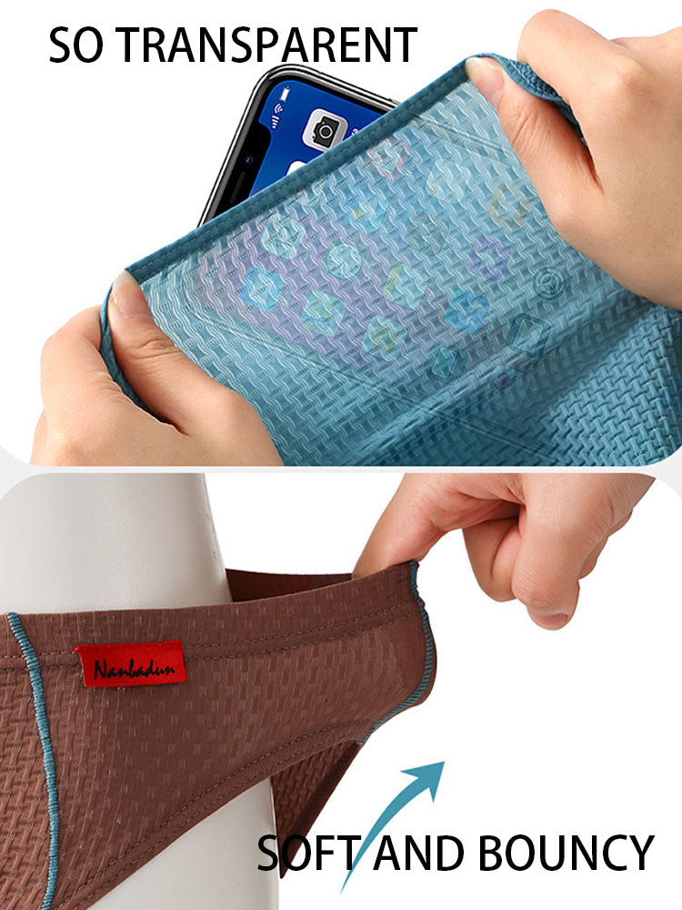 メンズ ナイロン チェック柄 リフトヒップブリーフ 3枚組 トライアングルブリーフ