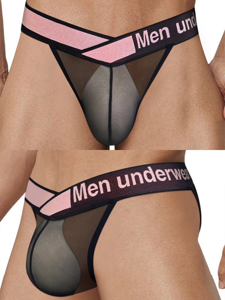 2 Pack Men's Sexy Bikini with See-through Pouch