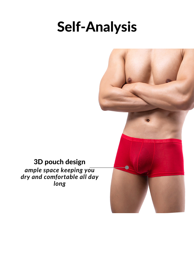 4 Pack Men's Sexy Breathable Jacquard Trunks