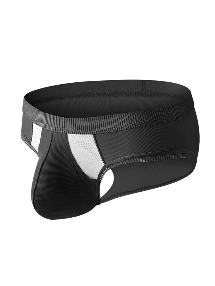 メンズ ローライズ アイスシルク ハイストレッチ Uコンベックス ラージポーチブリーフ 3枚組