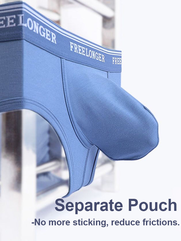 FreeLonger Men's Soft Cotton Big Pouch Trunks