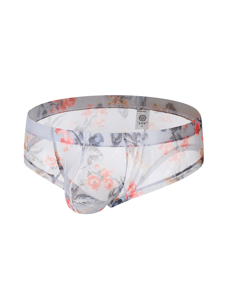 4-pack Men's Lace Print Sheer Mesh Bohemian Boxer Briefs