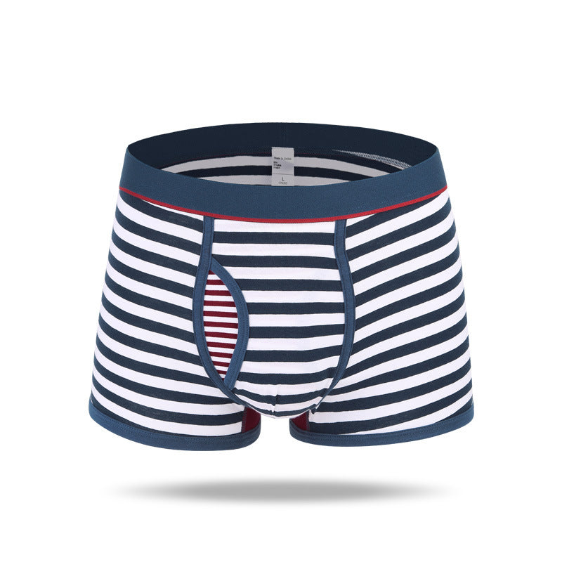 Men's Striped Cotton Sports Boxer Briefs