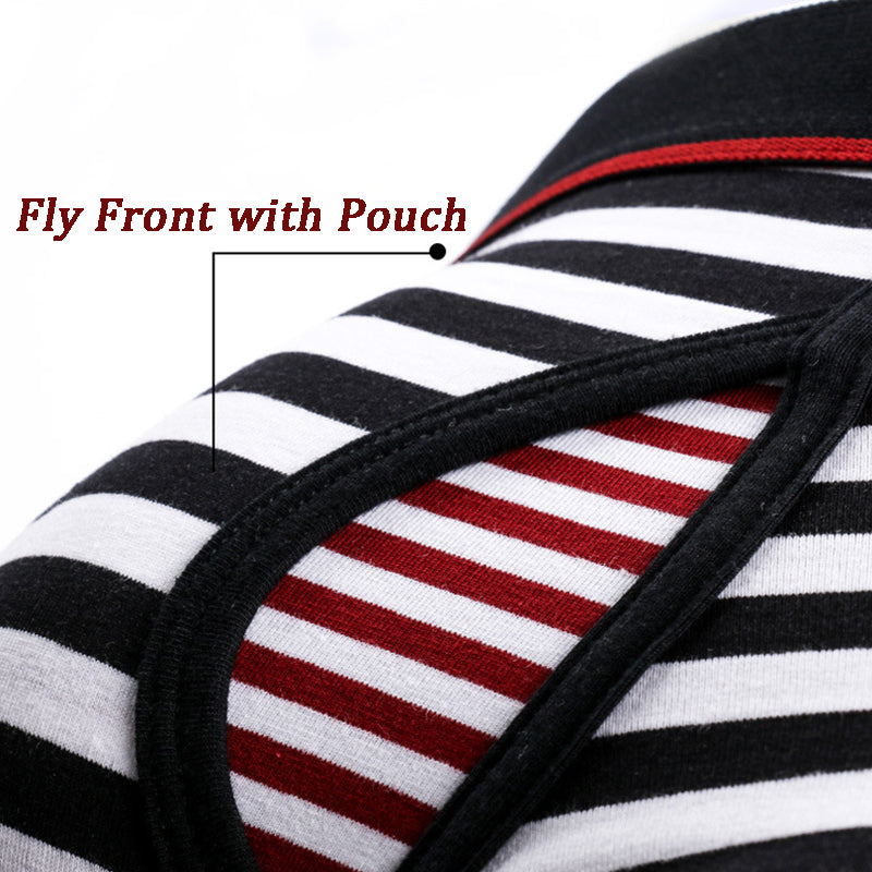 Men's Striped Cotton Sports Boxer Briefs