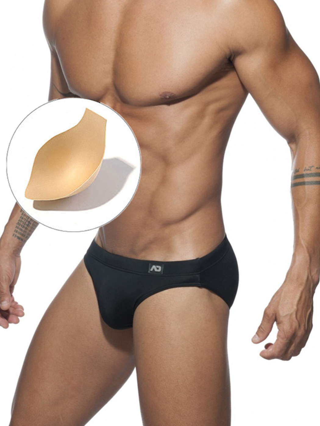 Men's Solid Color Swim Briefs with Removable Pad