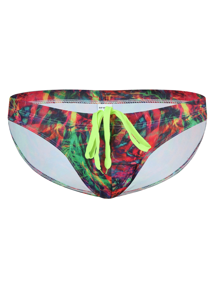 Men's Sexy Low-rise Print Briefs With Drawstring