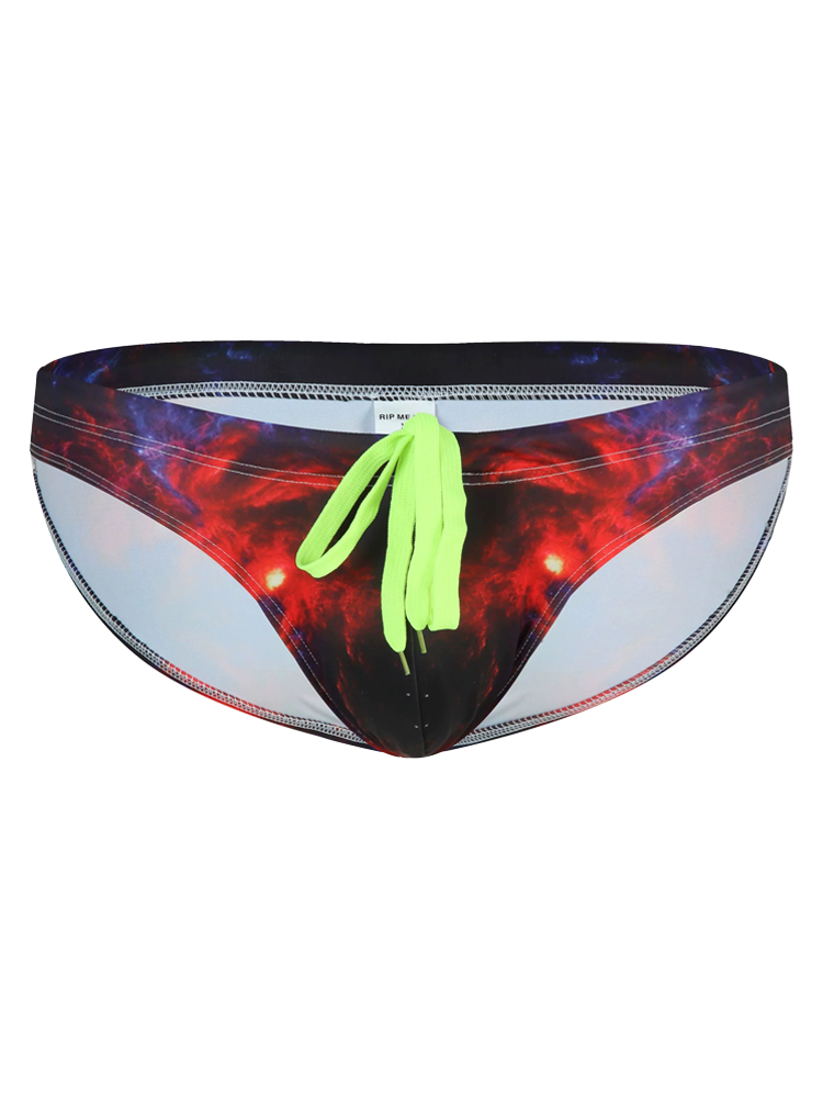 Men's Sexy Low-rise Print Briefs With Drawstring