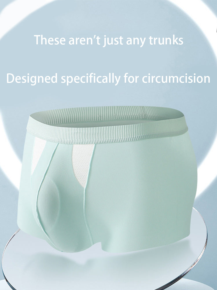 3-Pack Men's Ice Silk Trunks with Bullet-Style Separation and Enlarging Effect