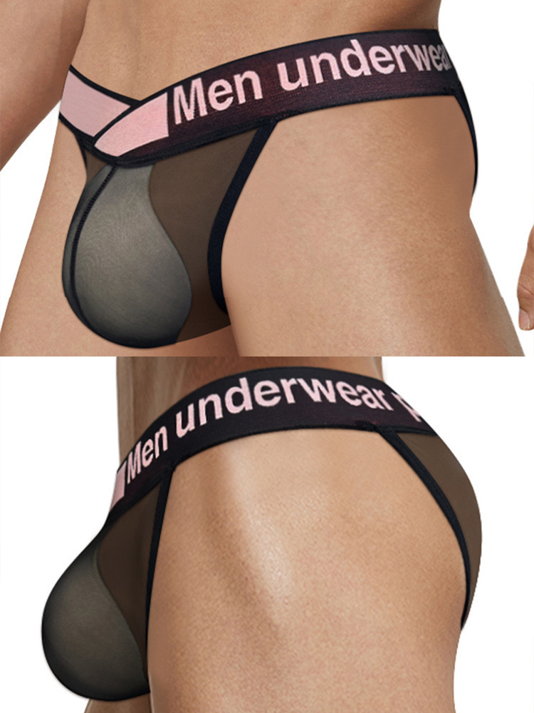 2 Pack Men's Sexy Bikini with See-through Pouch