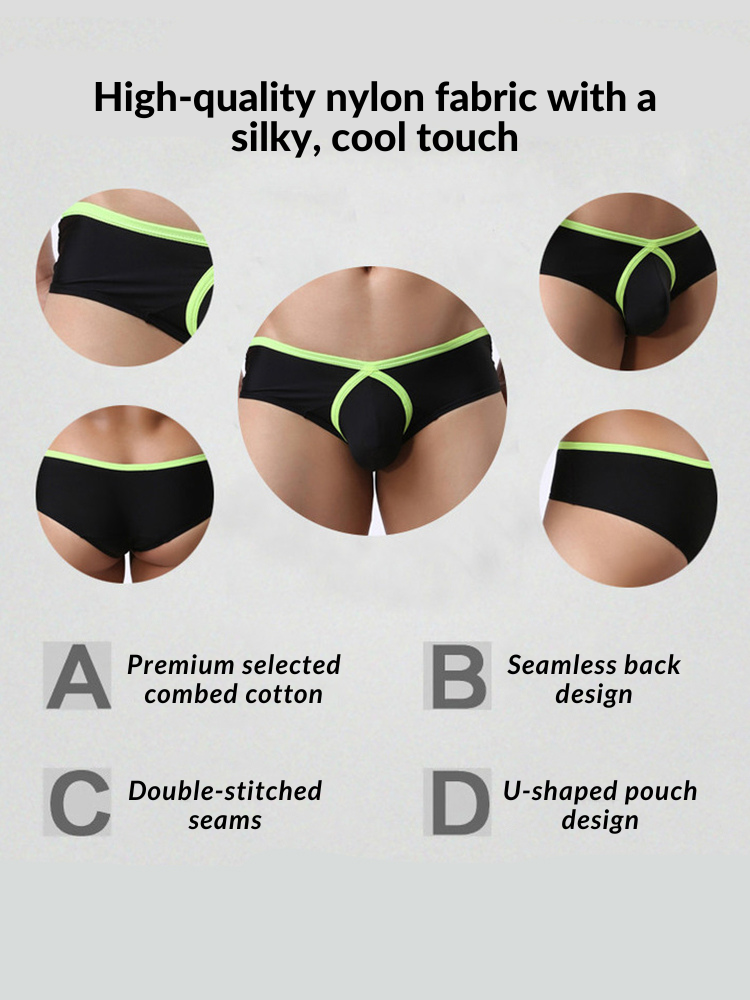 3 Pack Men's Trendy Breathable Sexy Nylon Trunks