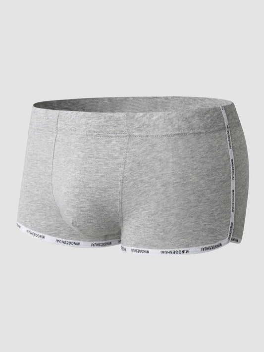 Men's Letter Trim Applique Cotton Trunks