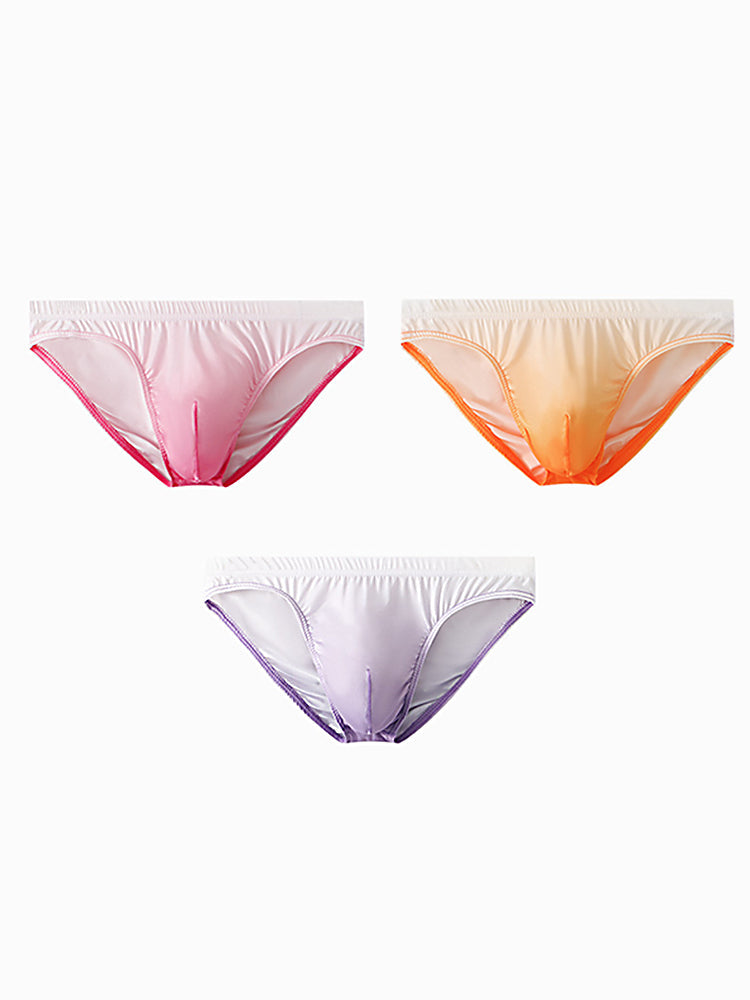 3 Pack Men's Sensual Silk-Like Loose Gradient Color Bikini