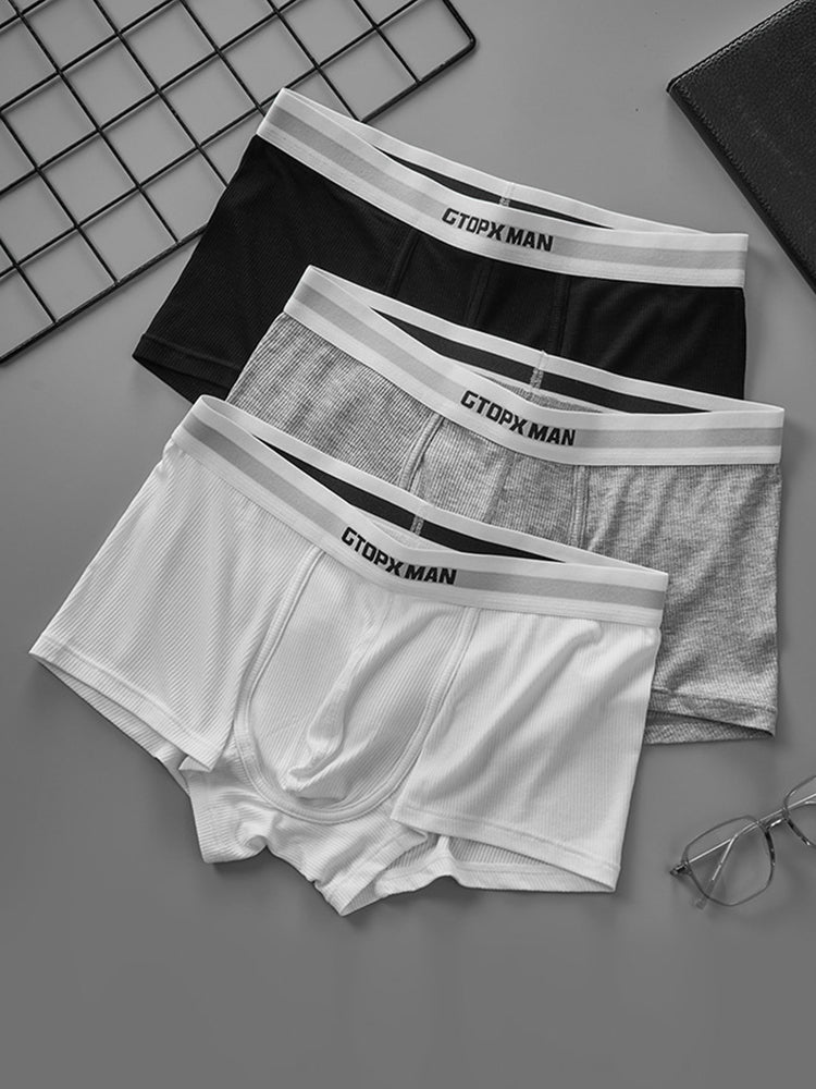 2-Pack Men's Threaded Large Pouch U-convex Sweat-absorbent Breathable Thin Sports Boxer Pants