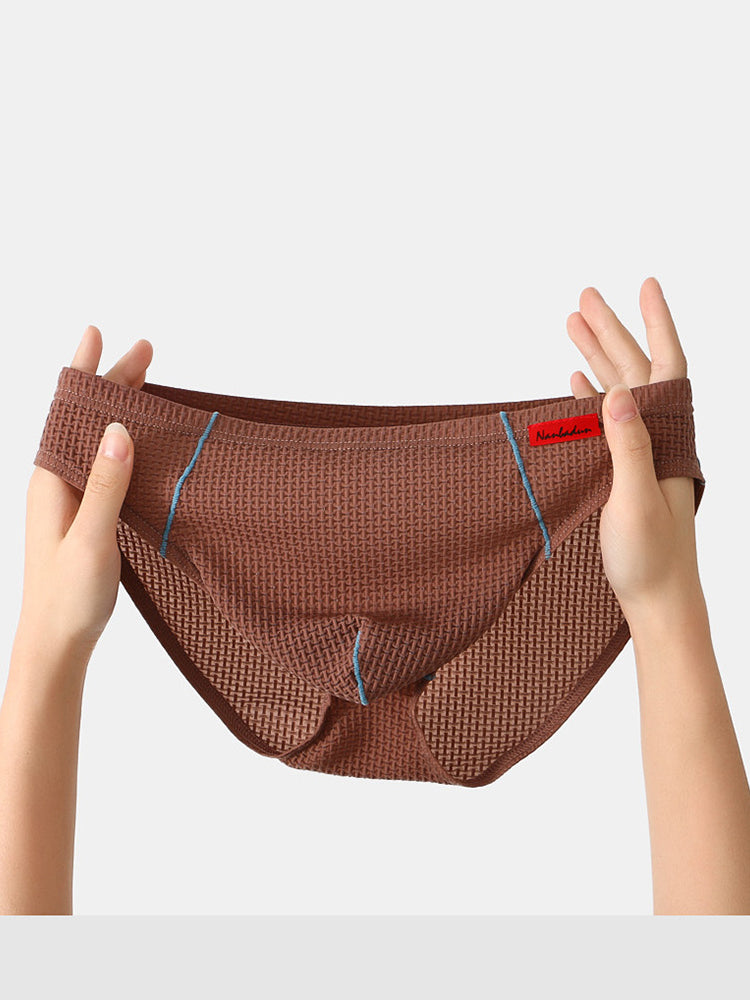 メンズ ナイロン チェック柄 リフトヒップブリーフ 3枚組 トライアングルブリーフ