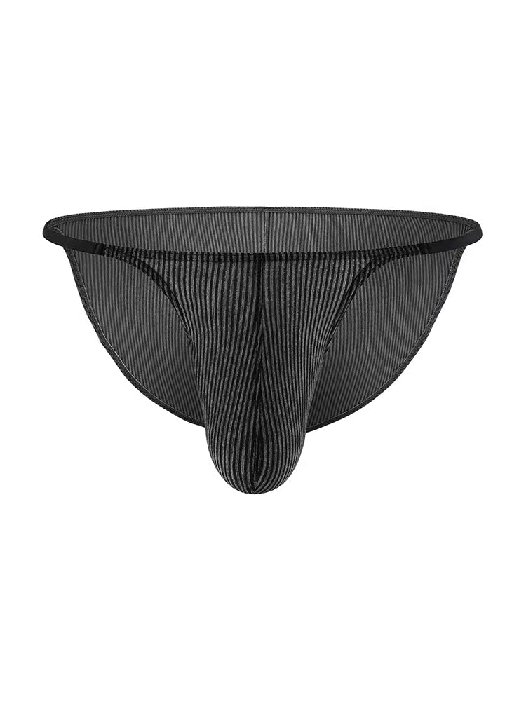 3 Pack Men's Low Rise Striped Camisole Briefs with Raised Pockets