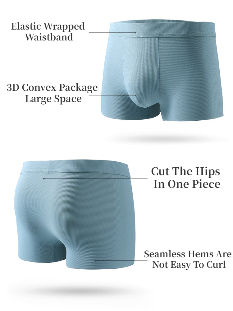 4 Pack Men's Ice Silk Seamless Trunks Underwear