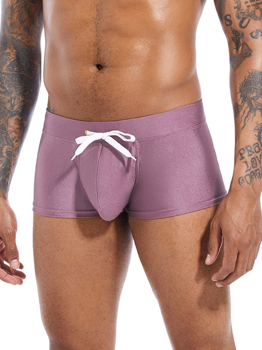 Men's U Convex Pouch Swim Trunks with Drawstring