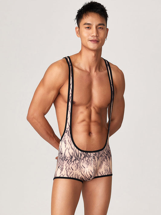 Men's Fitness Bib Short with Tiger Stripes