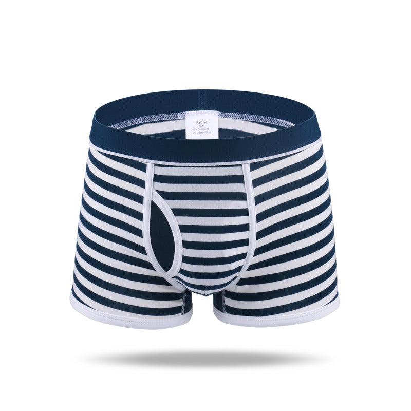 Men's Striped Cotton Sports Boxer Briefs