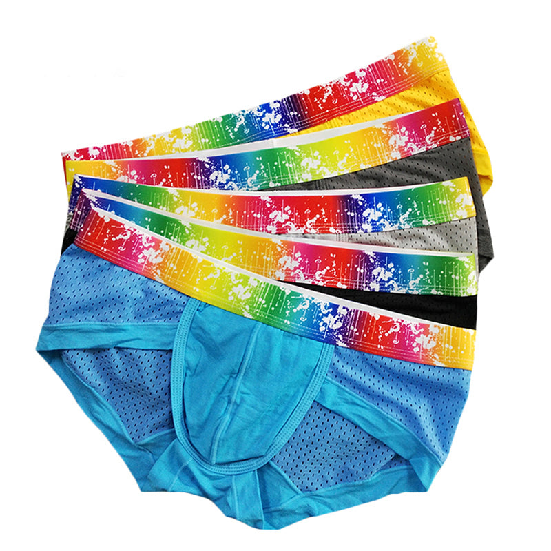 4 Pack Breathable Modal Colored Belt Briefs-rainbow pride underwear
