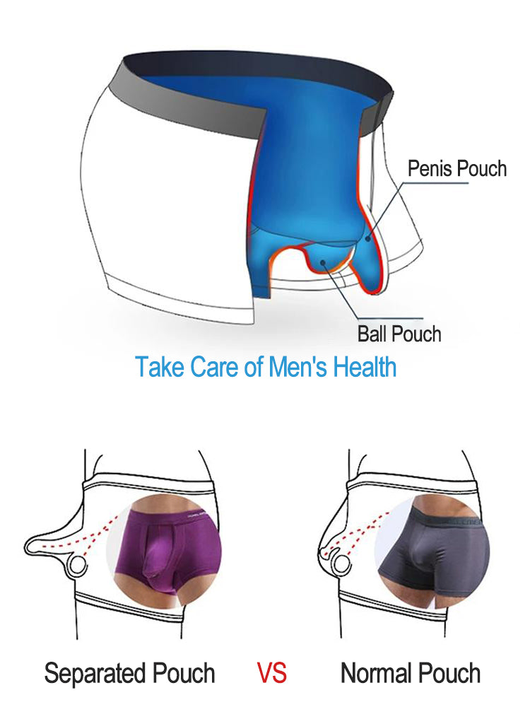3 Pack Men's Double Pouch Underwear Separate Pouch Modal Trunks