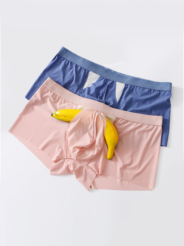 3-Pack Men's Ice Silk Trunks with Bullet-Style Separation and Enlarging Effect