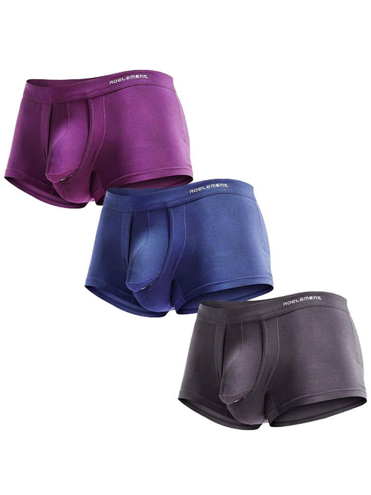 3 Pack Men's Double Pouch Underwear Separate Pouch Modal Trunks