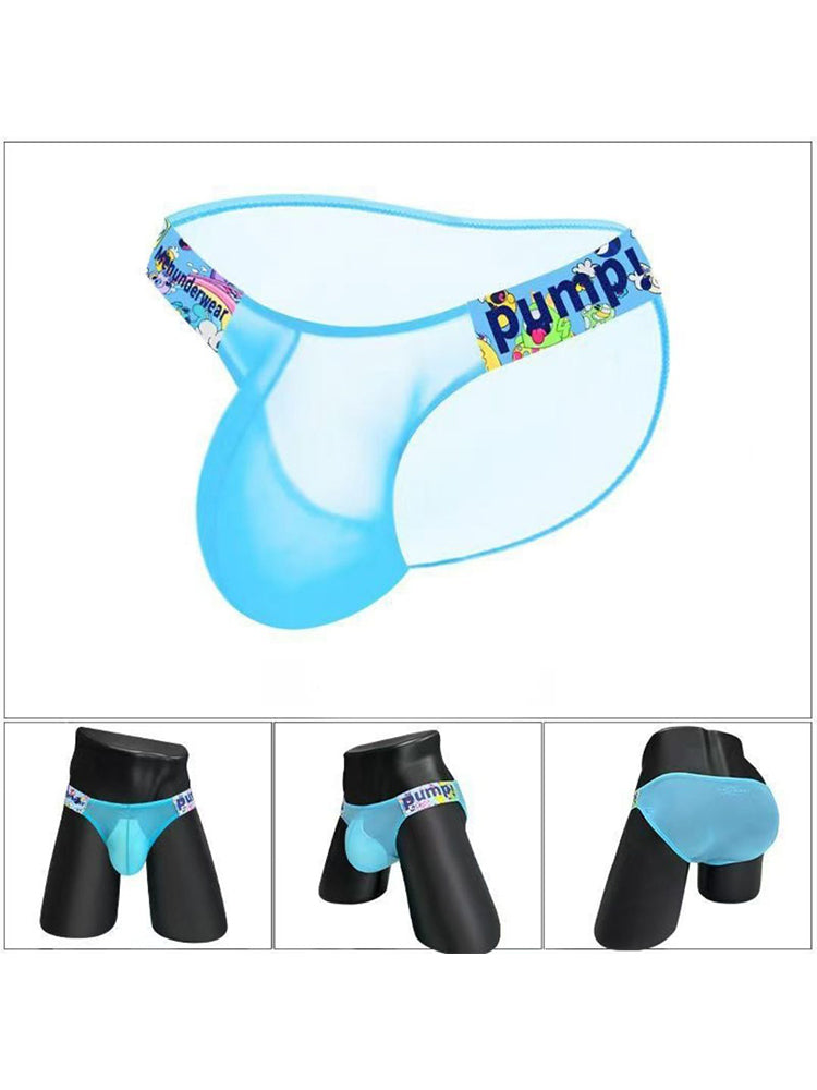 Men's Cartoon High-Cut Triangle Briefs | Breathable Transparent Stylish Underwear