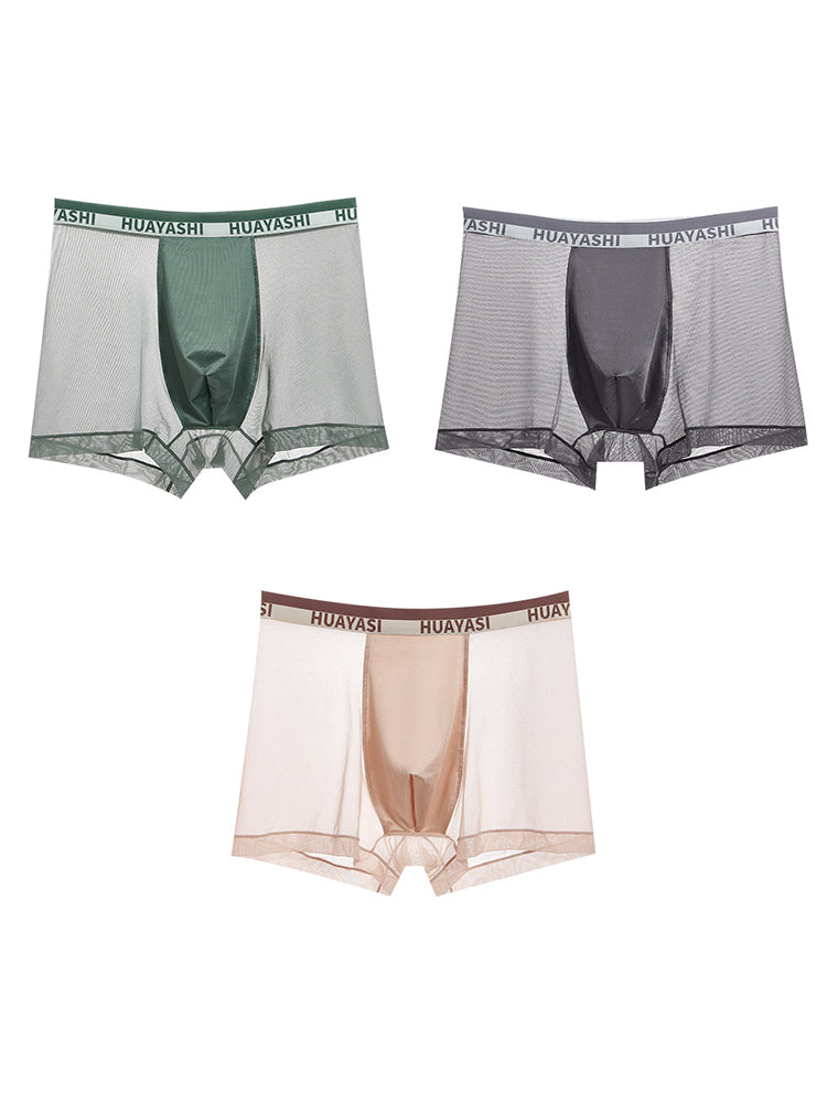 3 Pack Men's Ice Silk Seamless Breathable Quick-Drying Trunks