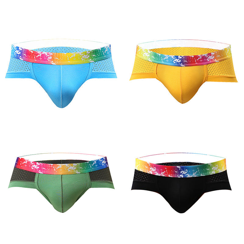 4 Pack Breathable Modal Colored Belt Briefs-rainbow pride underwear