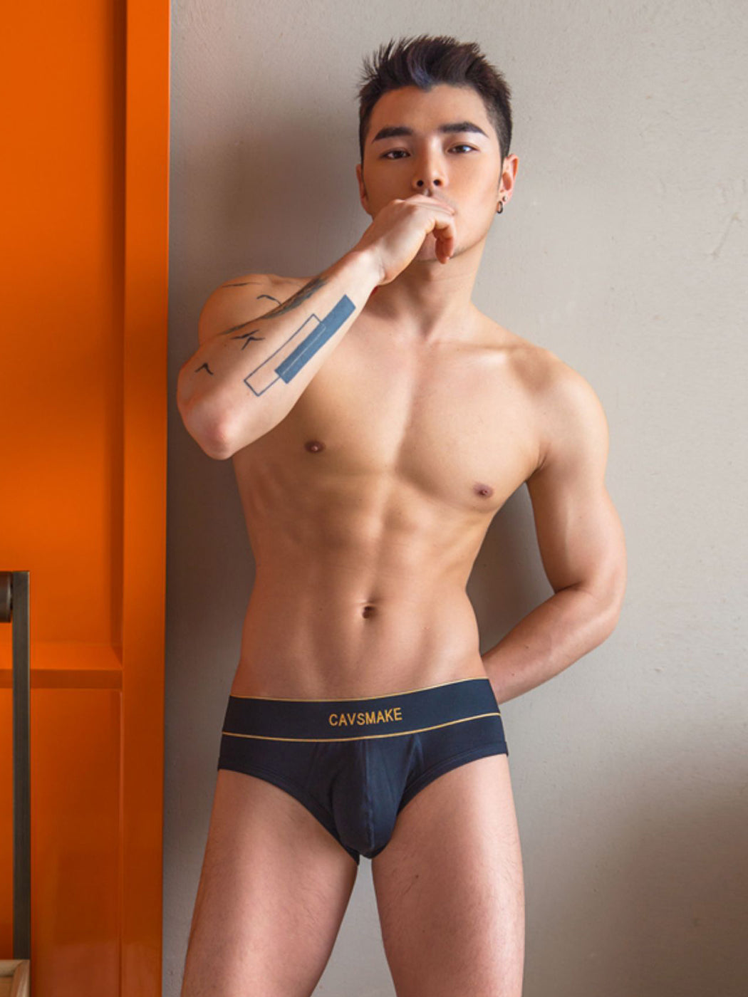 メンズ コットン セクシー U字凸デザイン ブリーフ＆トランクス 2枚組