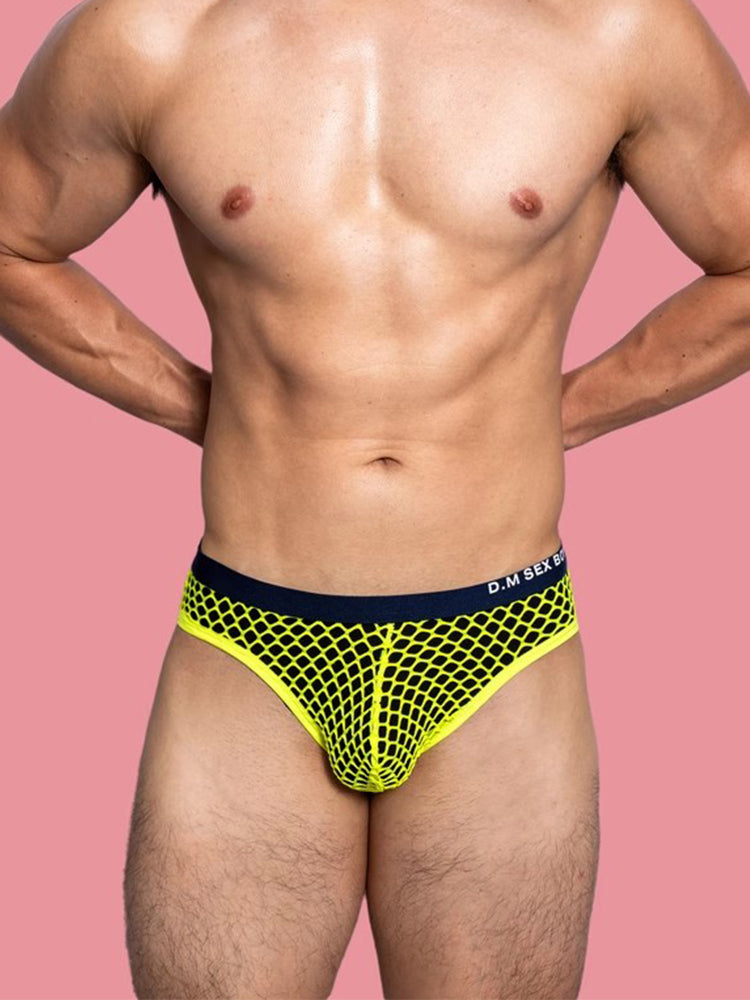 メンズ ローウエスト セクシー ビッグメッシュ 通気性 透明 スポーツブリーフ 3枚組