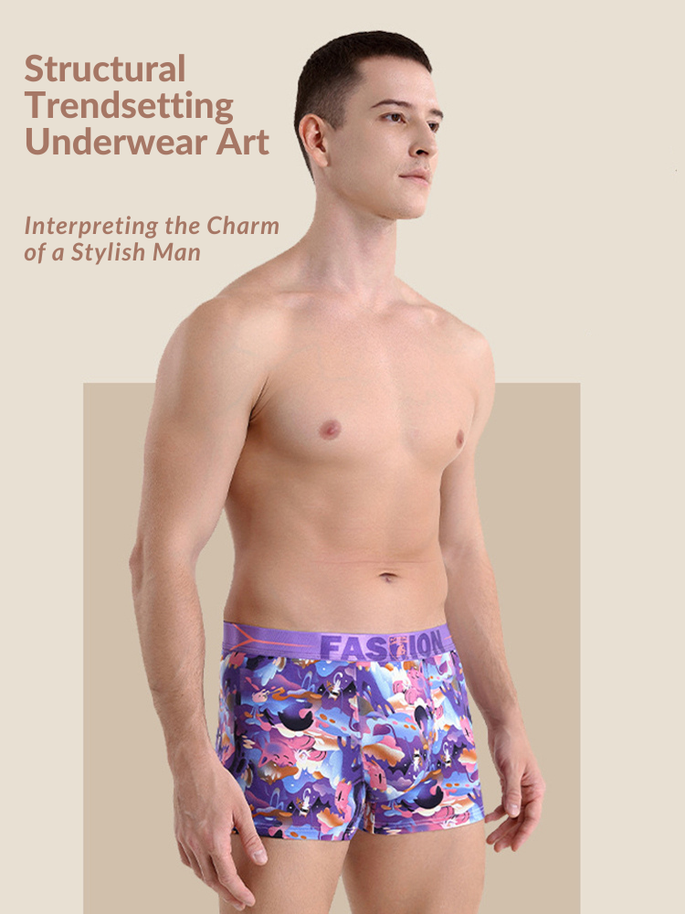 3 Pack Men's Cartoon Modal Printed Briefs And Trunks