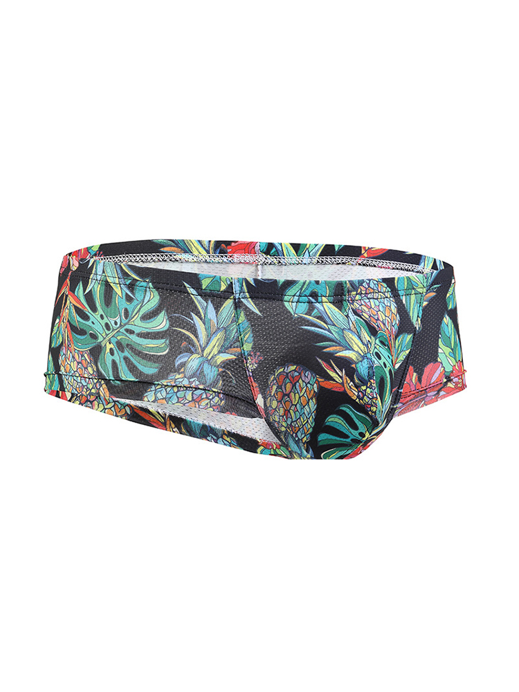 Men's Sexy Botanical Printed Mesh Underwear