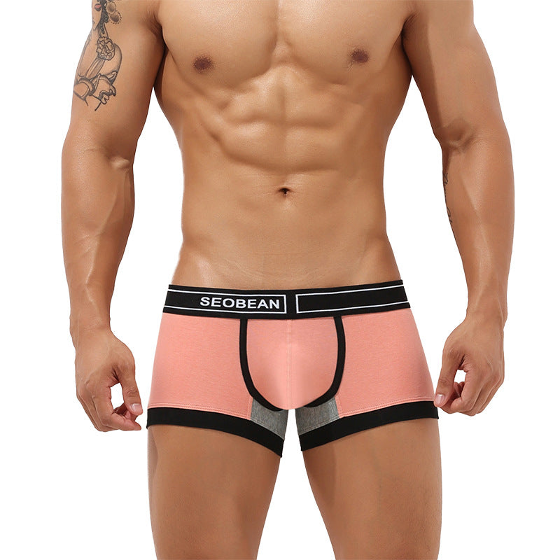 Men's Printed Cotton Low-Rise Bulge Pouch Boxer Briefs