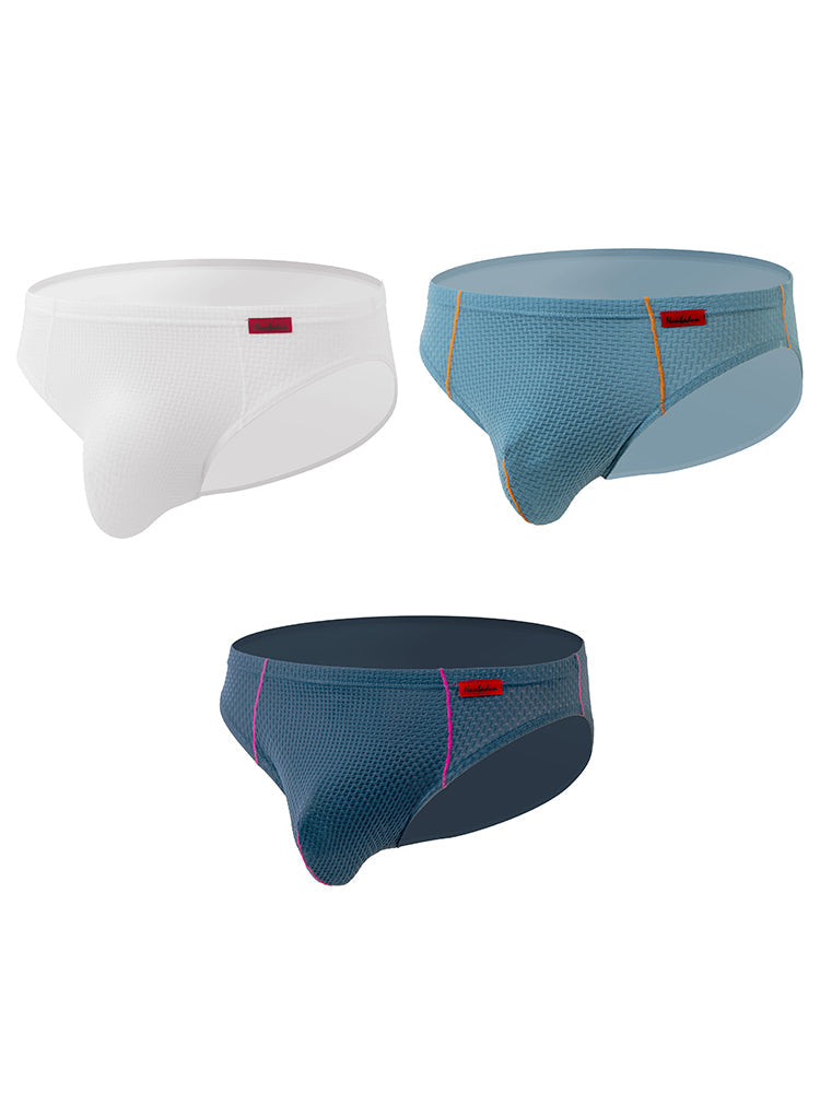 メンズ ナイロン チェック柄 リフトヒップブリーフ 3枚組 トライアングルブリーフ